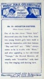 1930 R&J. Hill Music Hall Celebrities Past and Present (Small) #21 Houston Sisters Back
