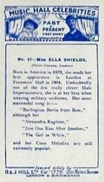 1930 R&J. Hill Music Hall Celebrities Past and Present (Small) #27 Ella Shields Back