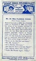1930 R&J. Hill Music Hall Celebrities Past and Present (Small) #30 Florrie Forde Back
