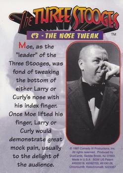 1997 DuoCards The Three Stooges - Chromium Antics #C3 The Nose Tweak Back