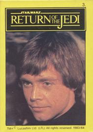 1983 Monty Fabrieken Return of the Jedi Mini Cards #3 Luke Skywalker Front