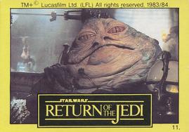 1983 Monty Fabrieken Return of the Jedi Mini Cards #11 Jabba the Hutt Front