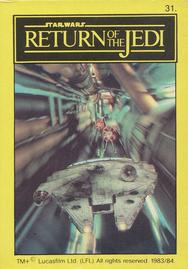 1983 Monty Fabrieken Return of the Jedi Mini Cards #31 Millennium Falcon Front