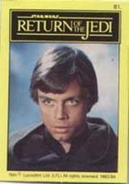 1983 Monty Fabrieken Return of the Jedi Mini Cards #81 Luke Skywalker Front