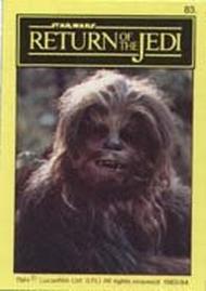 1983 Monty Fabrieken Return of the Jedi Mini Cards #83 Chewbacca Front