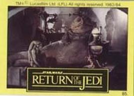 1983 Monty Fabrieken Return of the Jedi Mini Cards #85 Jabba the Hutt / Oola / Salacious Crumb Front