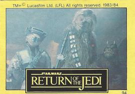 1983 Monty Fabrieken Return of the Jedi Mini Cards #94 Boushh / Chewbacca Front