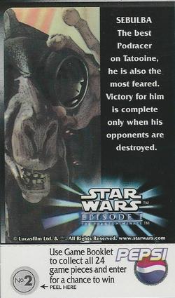 1999 Pepsi Star Wars Episode I #2 Sebulba Back