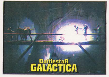 1978 Big G Cereal Premiums Battlestar Galactica #6 Starbuck, Boomer, Apollo escaping from Cylons Front