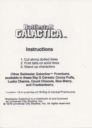 1978 Big G Cereal Premiums Battlestar Galactica #14 Starbuck / Boomer Back