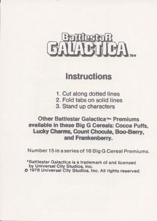 1978 Big G Cereal Premiums Battlestar Galactica #15 Muffit II / Boxey Back