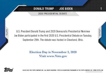 2020 Topps Now USA Election #1 Donald Trump / Joe Biden Back