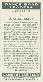 1936 Lambert & Butler Dance Band Leaders #4 Duke Ellington Back