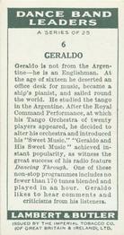 1936 Lambert & Butler Dance Band Leaders #6 Geraldo Back