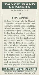 1936 Lambert & Butler Dance Band Leaders #15 Syd Lipton Back