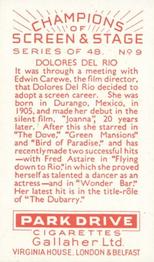 1934 Gallaher Park Drive Champions of Screen & Stage #9 Dolores Del Rio Back