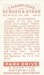 1934 Gallaher Park Drive Champions of Screen & Stage #10 Cicely Courtneidge Back