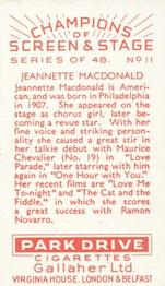 1934 Gallaher Park Drive Champions of Screen & Stage #11 Jeanette MacDonald Back