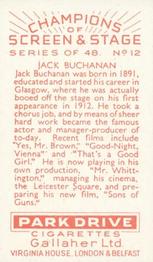 1934 Gallaher Park Drive Champions of Screen & Stage #12 Jack Buchanan Back