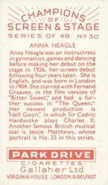 1934 Gallaher Park Drive Champions of Screen & Stage #30 Anna Neagle Back
