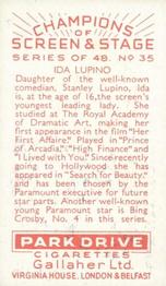 1934 Gallaher Park Drive Champions of Screen & Stage #35 Ida Lupino Back