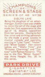 1934 Gallaher Park Drive Champions of Screen & Stage #38 Evelyn Laye Back