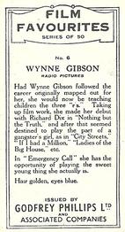 1934 Godfrey Phillips Film Favourites #6 Wynne Gibson Back