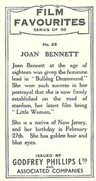 1934 Godfrey Phillips Film Favourites #26 Joan Bennett Back