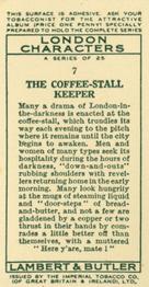 1934 Lambert & Butler London Characters #7 The Coffee-Stall Keeper Back