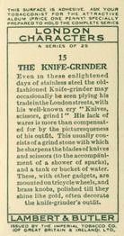 1934 Lambert & Butler London Characters #15 The Knife-Grinder Back