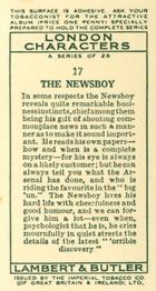 1934 Lambert & Butler London Characters #17 The Newsboy Back