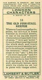 1934 Lambert & Butler London Characters #18 The Old Fish-Stall Keeper Back