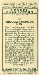 1934 Lambert & Butler London Characters #21 The Quack Medicine Man Back