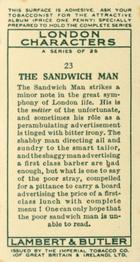 1934 Lambert & Butler London Characters #23 The Sandwich Man Back