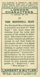 1934 Lambert & Butler London Characters #25 The Windmill Man Back