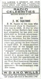1935 Wills's Radio Celebrities (Second Series) #10 J. H. Squire Back