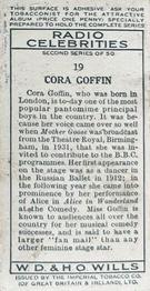 1935 Wills's Radio Celebrities (Second Series) #19 Cora Goffin Back