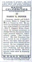 1935 Wills's Radio Celebrities (Second Series) #22 Harry S. Pepper Back