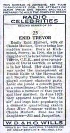 1935 Wills's Radio Celebrities (Second Series) #25 Enid Trevor Back