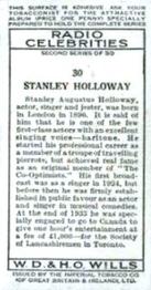 1935 Wills's Radio Celebrities (Second Series) #30 Stanley Holloway Back