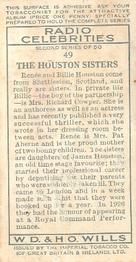 1935 Wills's Radio Celebrities (Second Series) #49 The Houston Sisters Back