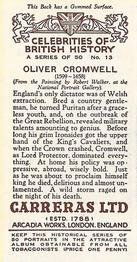 1935 Carreras Celebrities of British History #13 Oliver Cromwell Back