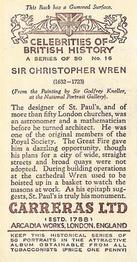 1935 Carreras Celebrities of British History #16 Sir Christopher Wren Back
