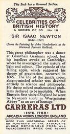1935 Carreras Celebrities of British History #18 Sir Isaac Newton Back