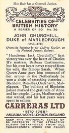 1935 Carreras Celebrities of British History #20 John Churchill, Duke of Marlborough Back
