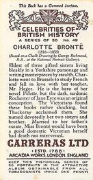 1935 Carreras Celebrities of British History #49 Charlotte Brontë Back