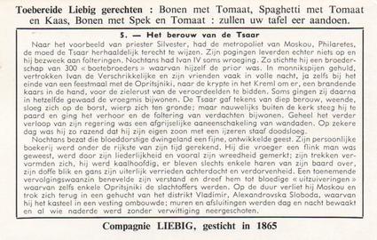 1956 Liebig Ivan de Verschrikkelijke (Ivan the Terrible) (Dutch Text) (F1646, S1646) #5 Het berouw van de Tsaar Back