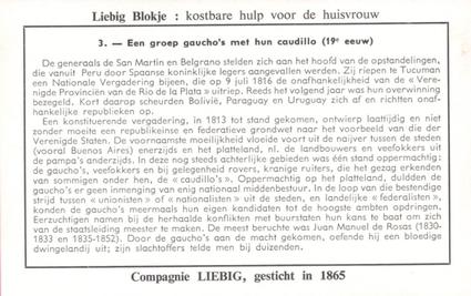 1959 Liebig Geschiedenis van Argentinie (History of Argentina) (Dutch Text) (F1711, S1717) #3 Een groep gaucho's met hun caudille (19 eauw) Back