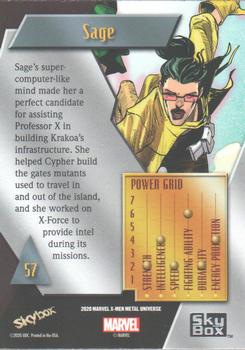 2021 SkyBox Metal Universe Marvel X-Men #57 Sage Back