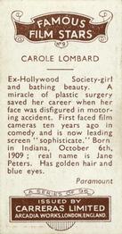 1935 Carreras Famous Film Stars #9 Carole Lombard Back